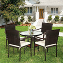 Set of 4 Patio Rattan Stackable Dining Chair with Cushioned Armrest for Garden by LJGDeals