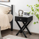 Modern X-Shaped Nightstand with Drawer for Living Room Bedroom by LJGDeals
