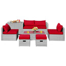 8 Pieces Patio Rattan Furniture Set with Storage Waterproof Cover and Cushion by LJGDeals
