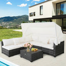 6 Pieces Patio Rattan Furniture Set with Retractable Canopy by LJGDeals