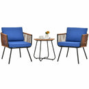 3 Pieces Patio Bistro Furniture Set with Armrest and Soft Cushions by LJGDeals