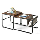 Set of 2 Nesting Coffee Tables with Side Pocket for Living Room Bedroom-Rustic Brown by LJGDeals