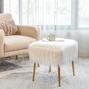 Faux Fur Vanity Stool with Golden Metal Legs for Makeup Room by LJGDeals