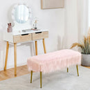 Upholstered Faux Fur Vanity Stool with Golden Legs for Makeup Room by LJGDeals