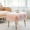 Faux Fur Vanity Stool with Golden Metal Legs for Makeup Room by LJGDeals