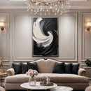 Black and White Vortex Abstract Wall Art