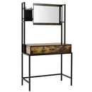 Industrial Vanity Table with 3-Height Adjustable Mirror Bag-Brown by LJGDeals