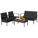 4 Pieces Patio Rattan Furniture Set with Cushion by LJGDeals