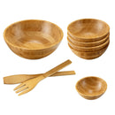 8 Pieces Bamboo Salad Bowl Set with Server Utensils-Natural by LJGDeals