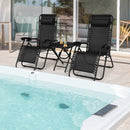 3 Pieces Folding Portable Zero Gravity Reclining Lounge Chairs Table Set by LJGDeals