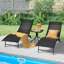 2 Pieces Patio Folding and Stackable Chaise Lounge Chair with 5-Position Adjustment-Black by LJGDeals