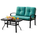 2 Pieces Patio Loveseat Bench Table Furniture Set with Cushioned Chair-Blue by LJGDeals