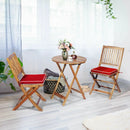 3 Pieces Patio Folding Bistro Set with Padded Cushion and Round Coffee Table-Red by LJGDeals