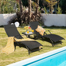 2 Pieces Patio Folding Stackable Lounge Chair Chaise with Armrest-Black by LJGDeals