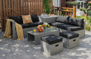 8 Pieces Patio Rattan Furniture Set with Storage Waterproof Cover and Cushion by LJGDeals