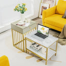 2 Pieces Modern Nesting Coffee Table Set with Drawer and Shelf-White by LJGDeals