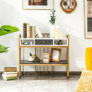Console Table with Drawer Storage Shelf Wide Tabletop-White by LJGDeals