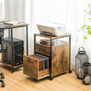 2 Drawer Mobile File Cabinet Printer Stand with Open Shelf for Letter Size-Rustic Brown by LJGDeals