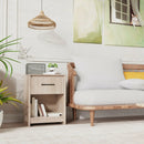 Wooden Nightstand with Drawer and Open Storage Compartment by LJGDeals