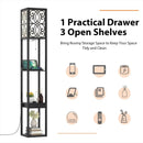 Modern Standing Shelf Lamp with 1 Power Outlet and 2 USB Ports by LJGDeals