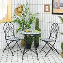 2 Pieces Patio Folding Mosaic Bistro Chairs with Blue Floral Pattern by LJGDeals