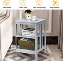 2 Pieces 3-Tier Nightstand with Reinforced Bars and Stable Structure by LJGDeals