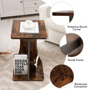2-Tier Compact C-shape Sofa Side Table-Rustic Brown by LJGDeals
