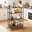 Foldable Rolling Cart with Storage Shelves for Kitchen-3-Tier by DirectDeals
