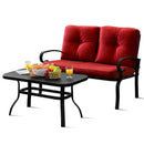 2 Pieces Patio Loveseat Bench Table Furniture Set with Cushioned Chair-Blue by LJGDeals