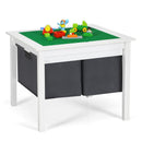 2-in-1 Kids Double-sided Activity Building Block Table with Drawers-White by LJGDeals