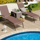 2 Pieces Patio Folding Chaise Lounge Chair Set with Adjustable Back-Brown by LJGDeals