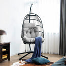 Patio Hanging Egg Chair with Stand Waterproof Cover and Folding Basket-Gray by LJGDeals