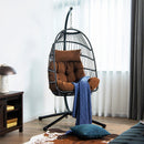 Patio Hanging Egg Chair with Stand Waterproof Cover and Folding Basket-Brown by LJGDeals