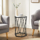 Hexagonal Accent End Table with Tempered Glass Top and Metal Frame by DirectDeals
