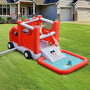 Fire Truck Themed Inflatable Castle Water Park Kids Bounce House without Blower by LJGDeals