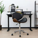 Adjustable Leather Office Chair Swivel Bentwood Desk Chair with Curved Seat-Black by LJGDeals