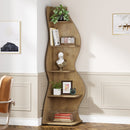 5-Tier Corner Shelf, Modern Wall Corner Bookshelf Bookcase