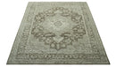 Beige and Brown Traditional Turkish Wool Area Rug - Hand Knotted