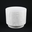 3-Piece White Stoneware Planter Pot Set with Soft Vertical Texture