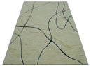 Strokes Custom Made Contemporary Cream Hand Knotted Wool Rug