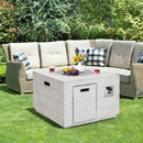 34 Inch Square Concrete Propane Fire Pit Table with Lava Rocks and Cover 50 000 BTU-Gray by LJGDeals