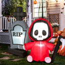 5 Feet Inflatable Halloween Ghost Holding Sickle and Tombstone Yard Decor by LJGDeals