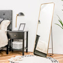 Full Length Wall Mounted Body Mirror with Free Standing Stand-Golden by LJGDeals