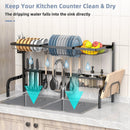 2 Tier Adjustable Over Sink Dish Drying Rack with 8 Hooks by LJGDeals