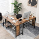 Industrial L-Shaped Corner Computer Desk Office Workstation with Storage Shelves by LJGDeals