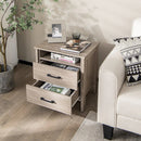 Modern Wood Grain Nightstand with Cable Hole and Open Compartment by DirectDeals