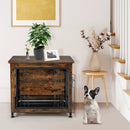 Wooden Dog Crate Furniture with Tray and Double Door-Brown by LJGDeals