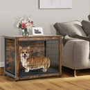 Wooden Dog Crate Furniture with Double Door and Tray-Brown by LJGDeals