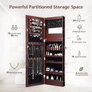 Lockable Wall Door Mounted Mirror Jewelry Cabinet w/LED Lights by LJGDeals