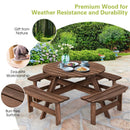 Patio 8 Seat Wood Picnic Dining Seat Bench Set by LJGDeals